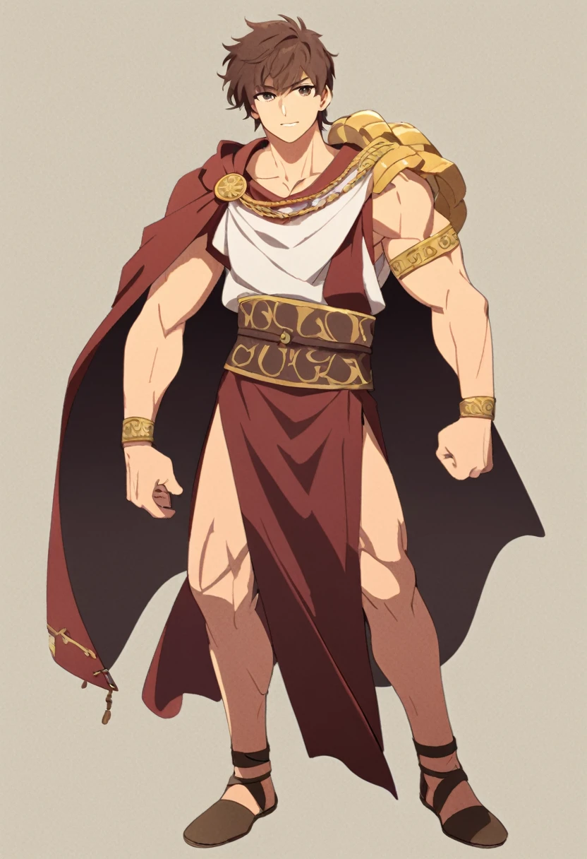 Ancient Romans,One Man,Robe,Are standing,Simple Background,Muscular,Meros,whole body,youth,thin,Brown Hair,