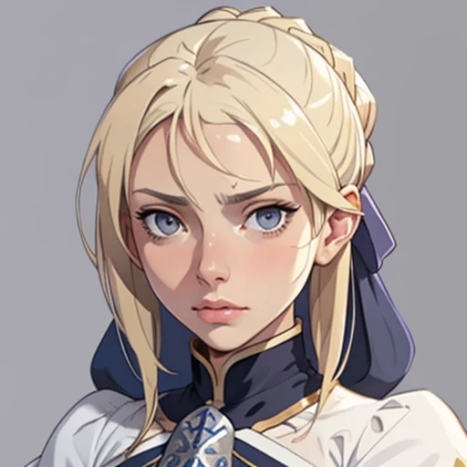 (masterpiece), (best quality),(portrait),(bust up),1girl,solo,(sharp focus),blonde hair,gray eyes,(ancient girl:1), ancient luxurious long clothes,old school fantasy art,((simple background)),super shiny face,Ultra Glossy skin,a little sad,shine,aasaber,artoria pendragon \(fate\), saber,saber_fatestaynightufotable,cloak