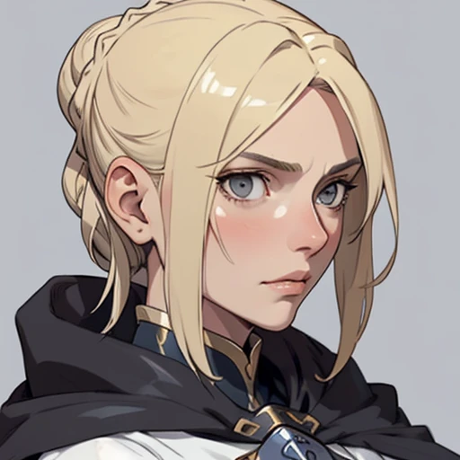(masterpiece), (best quality),(portrait),(bust up),1girl,solo,(sharp focus),blonde hair,gray eyes,(ancient girl:1), ancient luxurious long clothes,old school fantasy art,((simple background)),super shiny face,Ultra Glossy skin,a little sad,shine,aasaber,artoria pendragon \(fate\), saber,saber_fatestaynightufotable,cloak