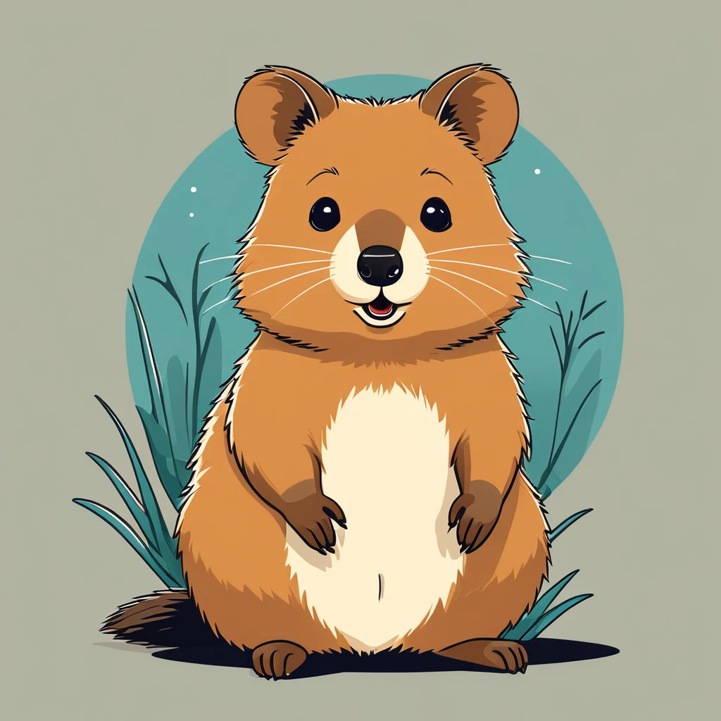 cute quokka, illustration, vector graphics, strong contours