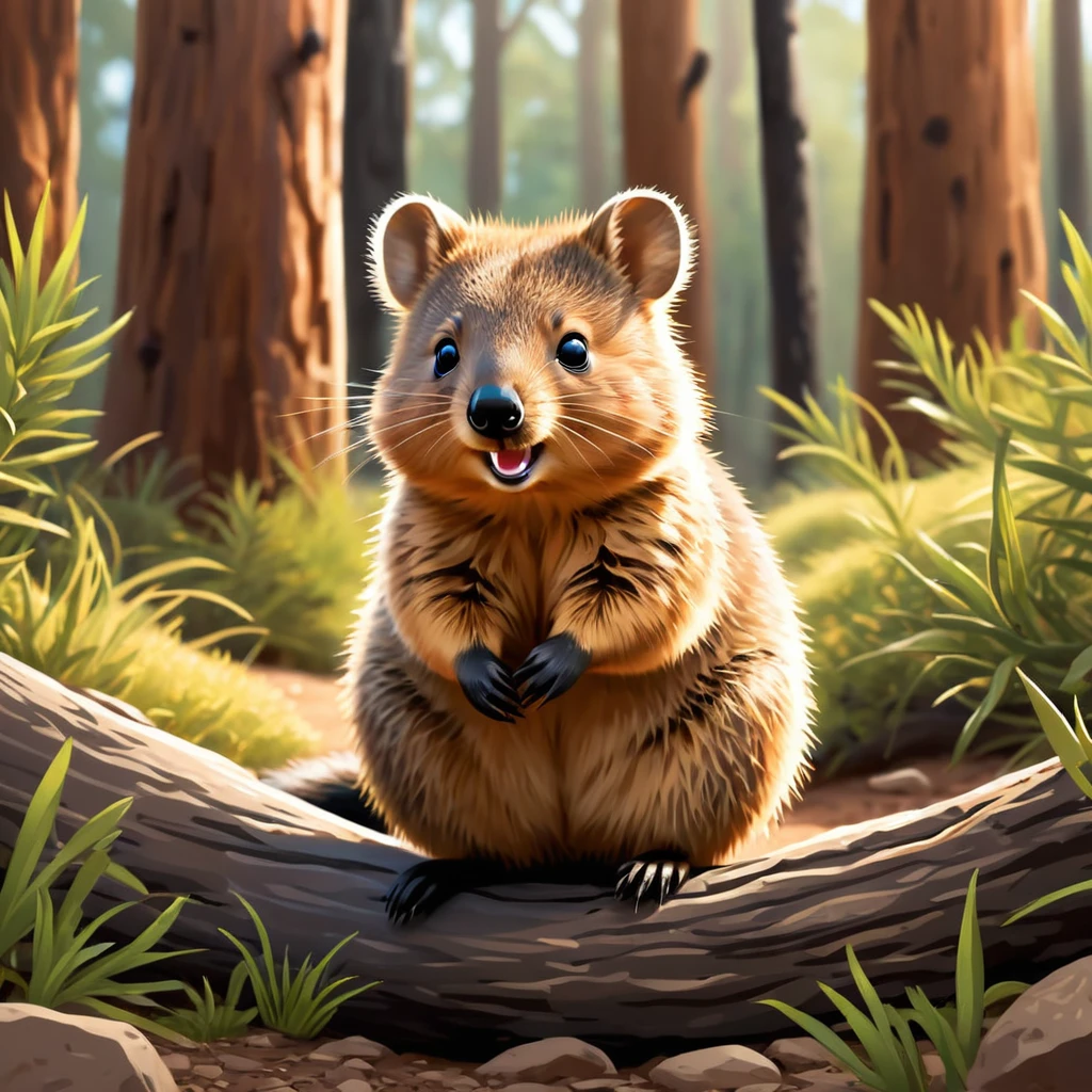 cute quokka, illustration, vector graphics, strong contours
