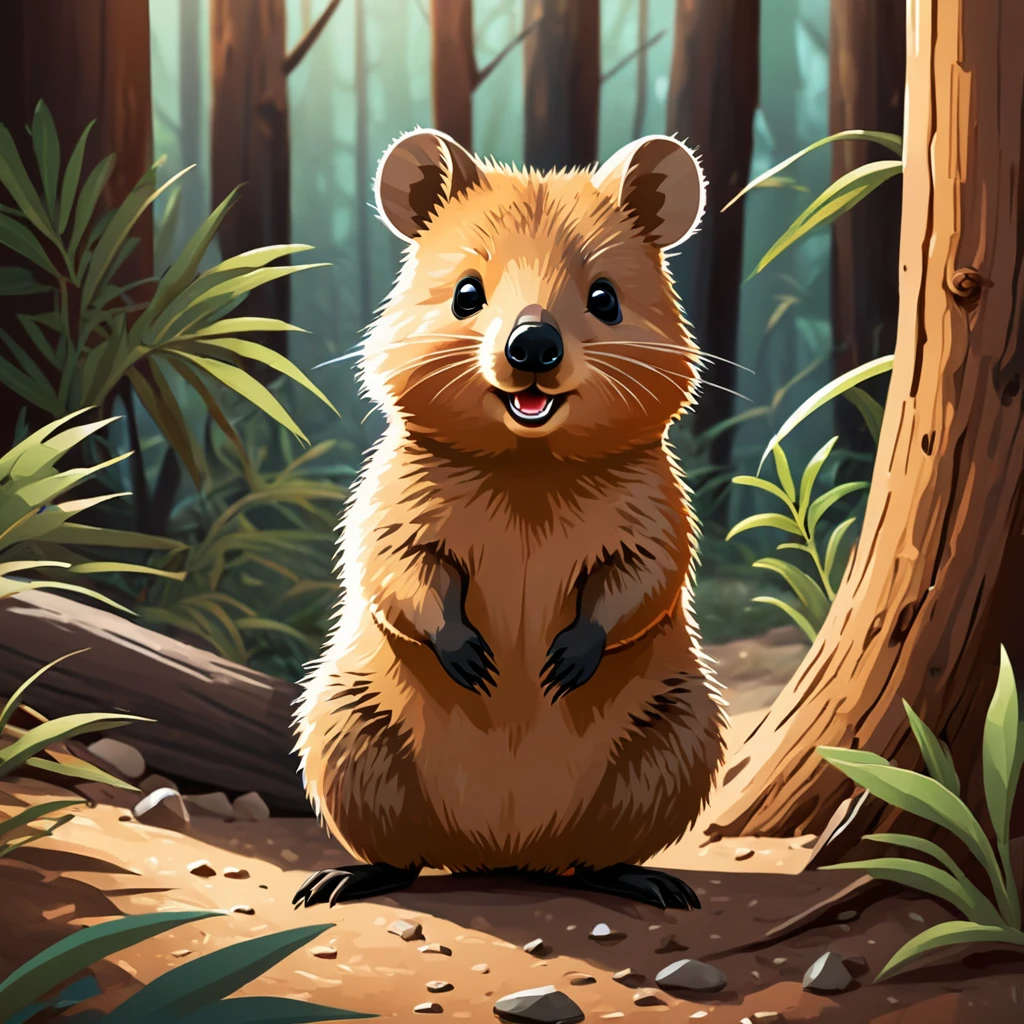 cute quokka, illustration, vector graphics, strong contours

