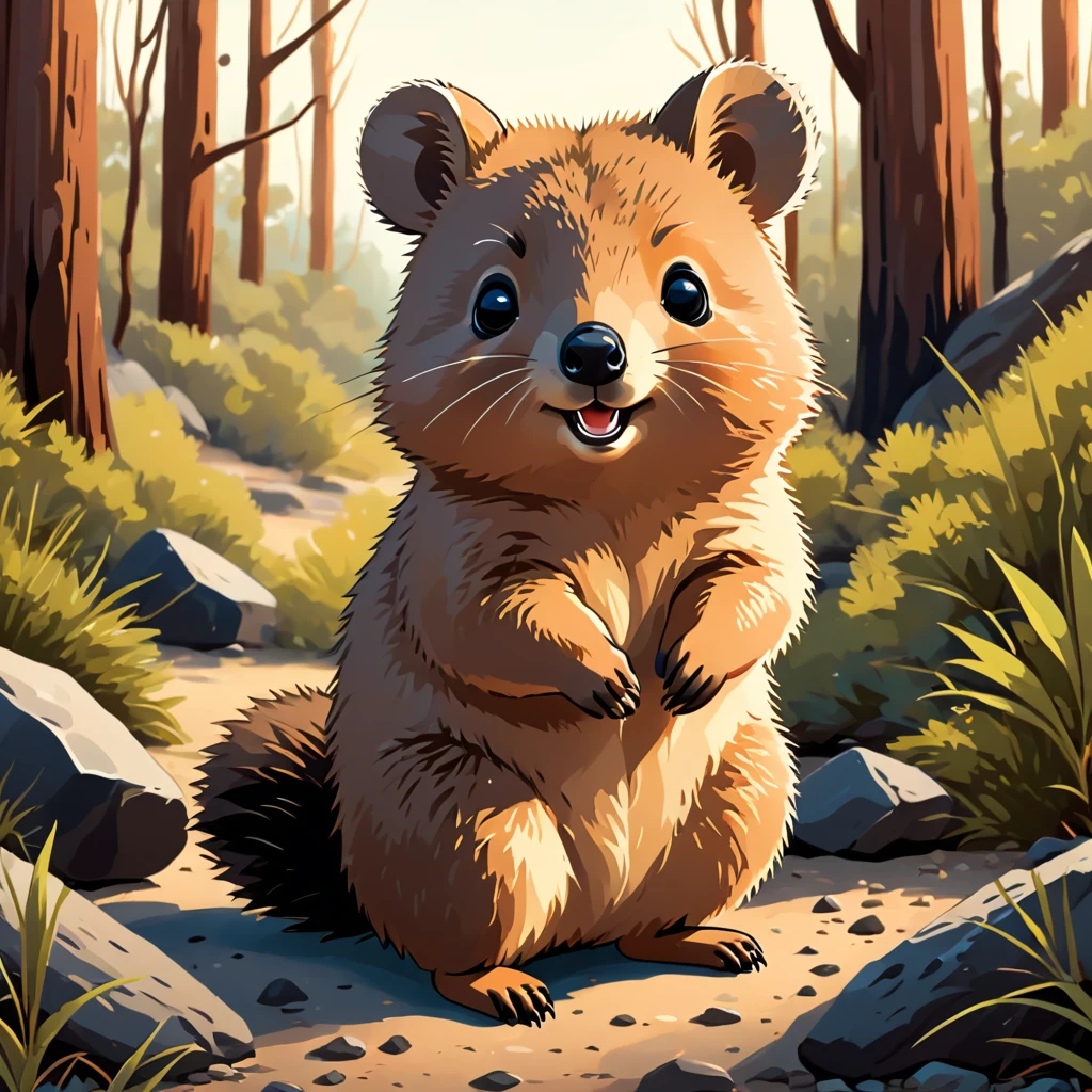 cute quokka, illustration, vector graphics, strong contours