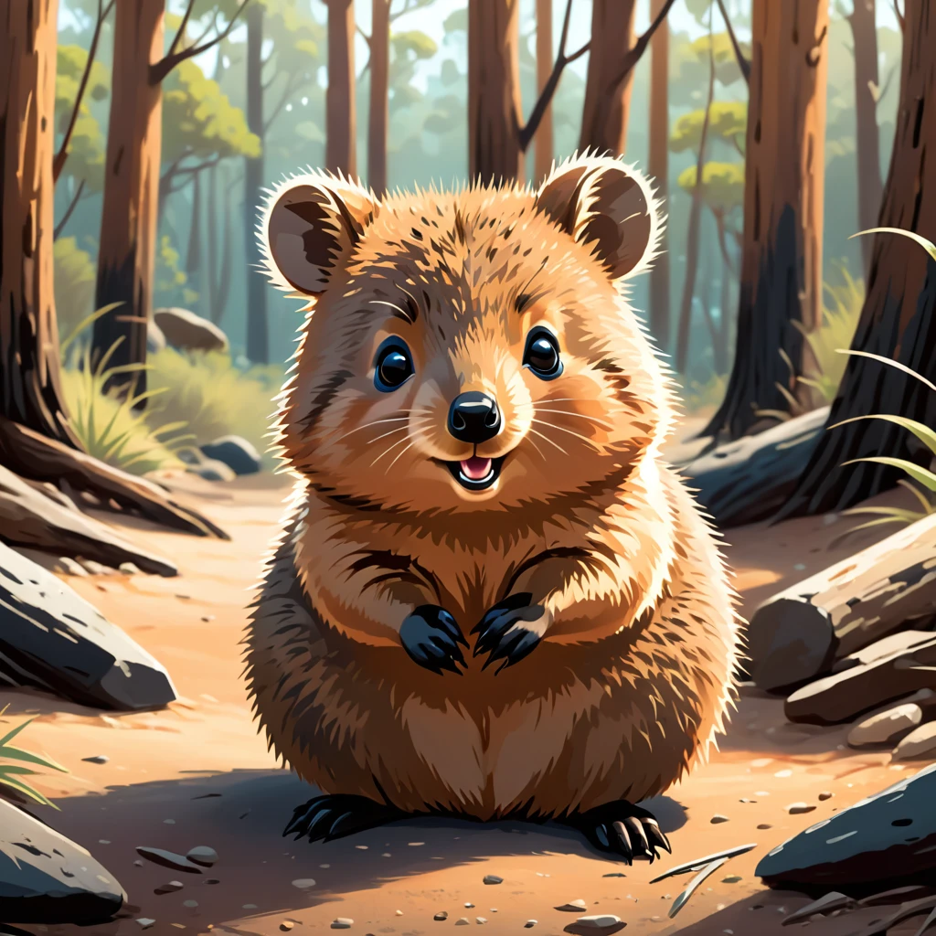 cute quokka, illustration, vector graphics, strong contours
