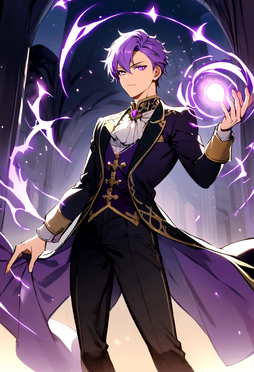 Boy he has purple eyes and fit body 