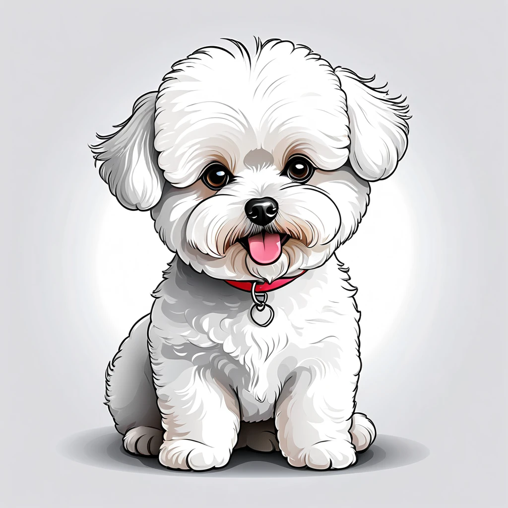 vector illustration, cute Bichon Frise, white background