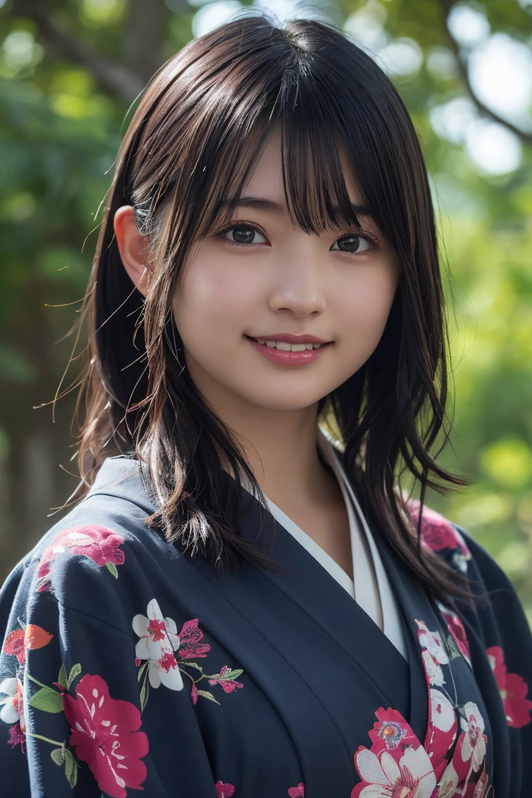 (kimono),Random Pause,、(Highest quality,masterpiece:1.3,Ultra-high resolution,),(Very detailedな,Caustics),(Photorealistic:1.4,RAW shooting,)Ultra-Realistic Capture,Very detailed,High resolution 16K human skin closeup、 Natural skin texture、Skin tone is even and healthy looking、 Use natural light and color,1 Girl,Japanese,28 years old,cute,Black-haired,Mid-length hair,,smile,,(Written boundary depth、chromatic aberration、Wide range of lighting、Natural Shading,