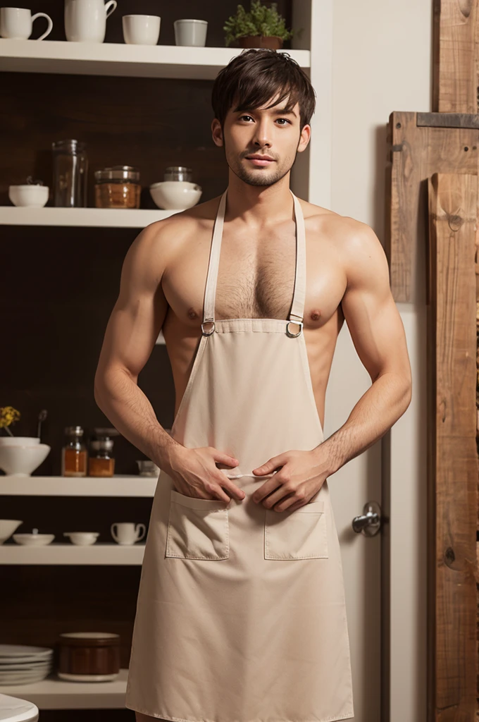 Naked man in apron