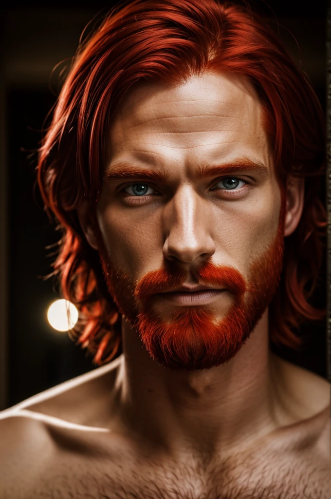 red haired man red eyes 