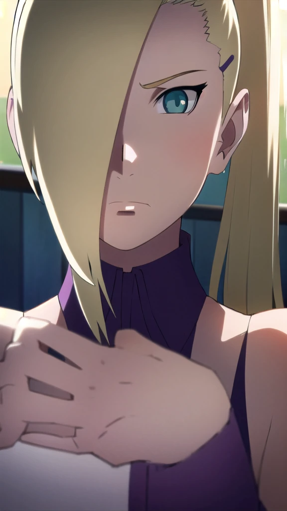 1girl, blonde hair, hair ornament, bare shoulders, closed mouth, green eyes, ponytail, hairclip, hair over one eye, BREAK BREAK indoors, classroom,school, BREAK looking at viewer, BREAK (masterpiece:1.2), best quality, high resolution, unity 8k wallpaper, (illustration:0.8), (beautiful detailed eyes:1.6), extremely detailed face, perfect lighting, extremely detailed CG, (perfect hands, perfect anatomy),