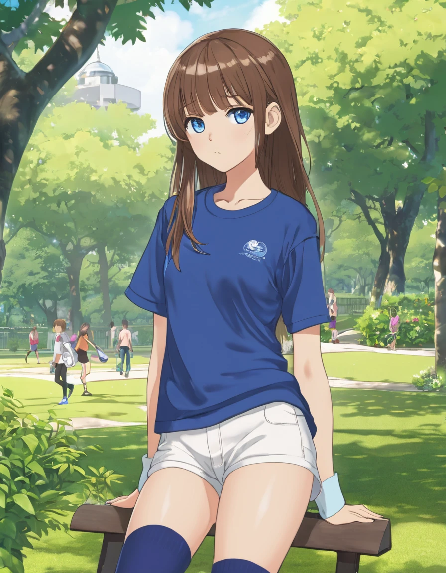 BREAK Perfect Anatomy、(High resolution:1.2)、Incredible illustrations、(Cute illustrations:1.2)、
()(hip focus,) (Beautiful background(bushes in the park))
1girl((brown hair,asymmetric bangs, tanned skin: 1.4,blue eyes,fang)1girl((a girl,slender 1.3meters, 25kg, (( T-shirt, hot pants,thigh-high socks,
sandals),clothes lift T-shirt,bottomless,))(heavy breathing:1.3 ,vulgarity:1.6 ,pussy juice),open stance,