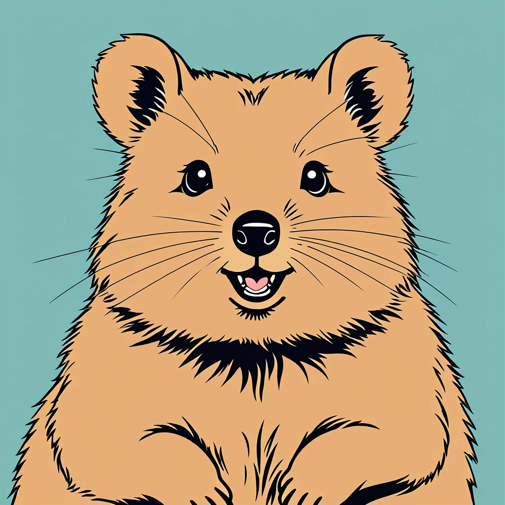 cute quokka, illustration, vector graphics, strong contours