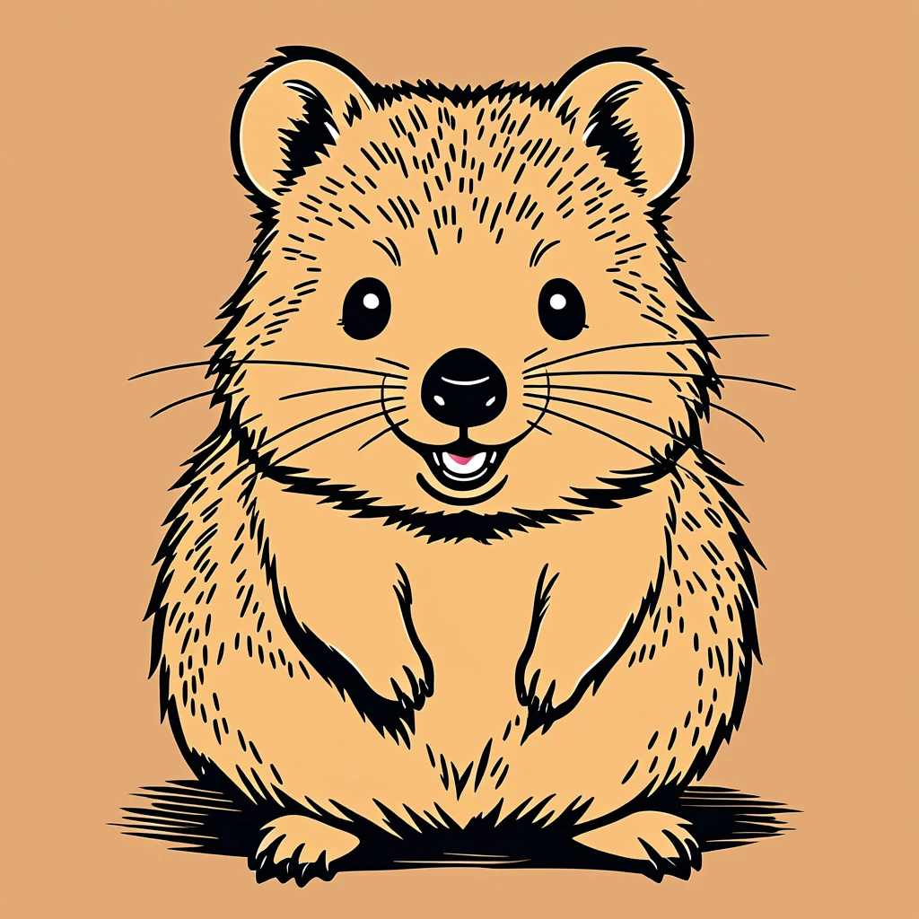 cute quokka, illustration, vector graphics, strong contours