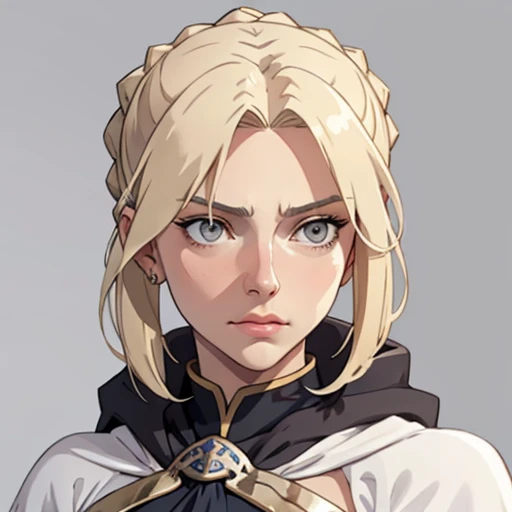 (masterpiece), (best quality),(portrait),(bust up),1girl,solo,(sharp focus),blonde hair,gray eyes,(ancient girl:1), ancient luxurious long clothes,old school fantasy art,((simple background)),super shiny face,Ultra Glossy skin,a little sad,shine,aasaber,artoria pendragon \(fate\), saber,saber_fatestaynightufotable,((cloak))