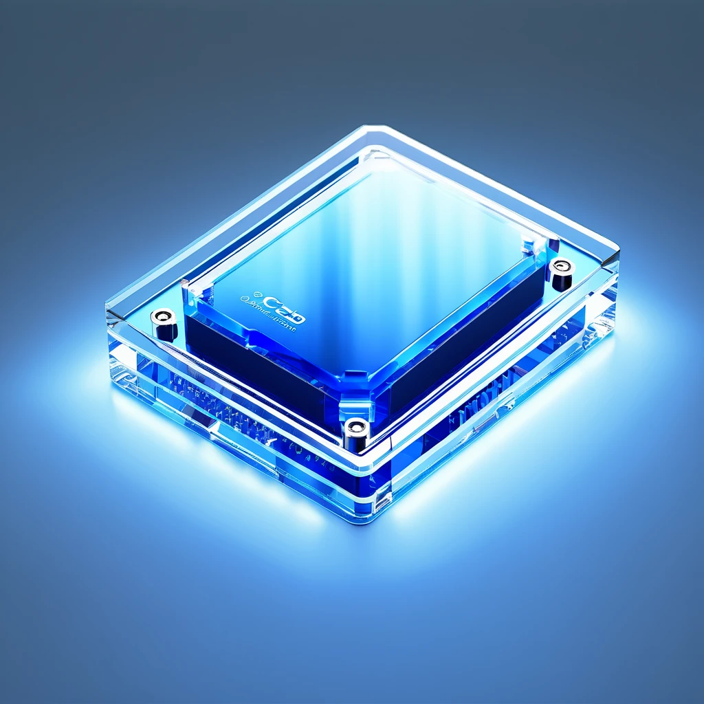 ((best quality, masterpiece)), data processing, Octane Rendering, C4D, icon, Isometric, (harddisk:1.2),Transparent glass texture, blue, Frosted glass, Transparent sense of technology, studio_Light, Fine details, Stunning details, flowing blue Light,  (White background:1.2), Simple background,High contrast 