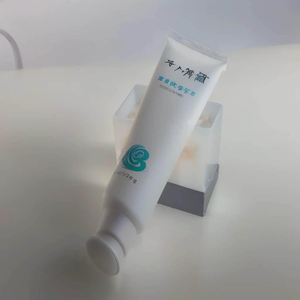 there is a tube of 奶油 sitting on a table, High-quality local rendering, ocean, product photo, Product introduction photos, professional product photo, miniature product photo, high quality product photo, jinyiwei, With seaweed, ocean view, 7 0 % ocean, Professional product photography, photo 85mm, 88 mm, 