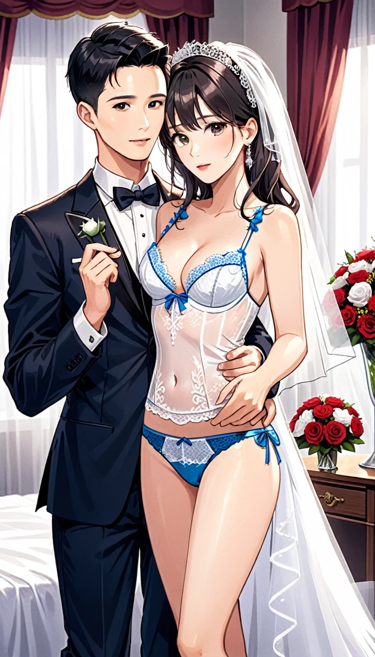 a father (he had been brainwashing by his second son,crossdressing,Sex with his second son every day,Already he divorced his wife by order of his second son. wear sexy Wedding lingerie,bride of his second son,have one's first night,,swear live as the wife of his second son for life) ,,