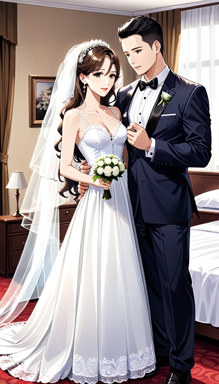 a father (he had been brainwashing by his second son,crossdressing,Sex with his second son every day,Already he divorced his wife by order of his second son. wear sexy Wedding lingerie,bride of his second son,have one's first night,,swear live as the wife of his second son for life) ,,