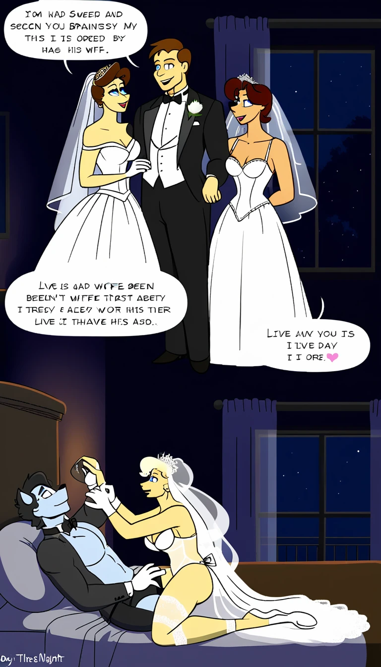 a father （he had been brainwashing by his second son,crossdressing,Sex with his second son every day,Already he divorced his wife by order of his second son. wear sexy Wedding lingerie,bride of his second son,have one's first night,,swear live as the wife of his second son for life) ,,