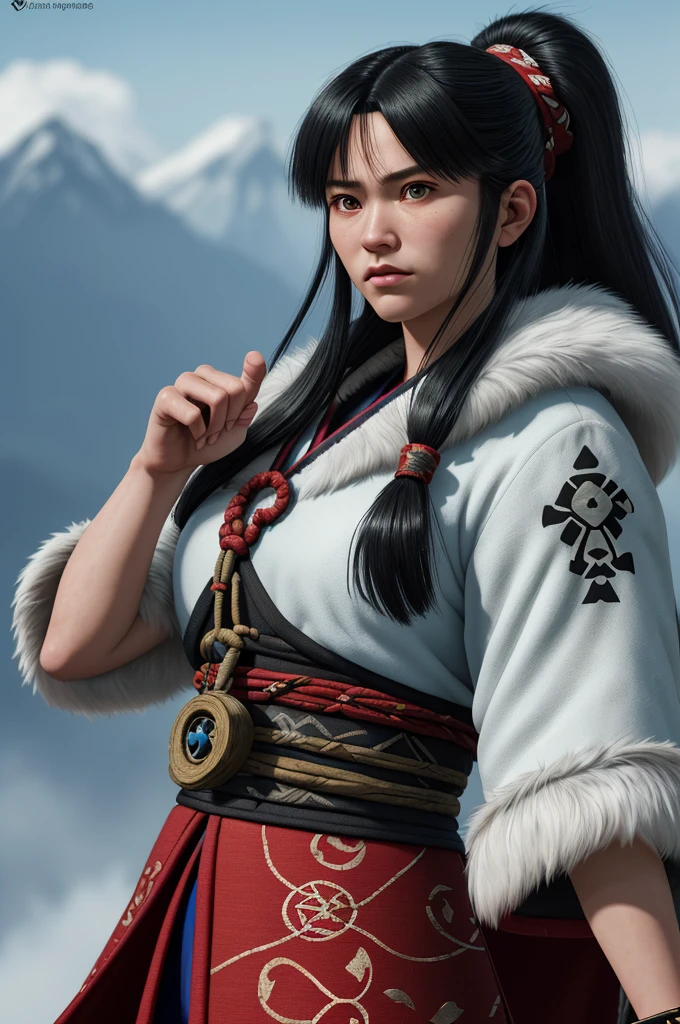 Highest quality,High resolution,((Ainu people)) ,One person,(bow),(fur_coat),woman,One personで,(Nakoruru),strongest,Anime Style,(Limbs),(Full Finger),(Accurate fingertips), (The finer details), (Super detailed),4K,(high resolution),whole body, (Front angle), Looking at the camera,masterpiece,(Subtle details),(Intricate details),Octane Rendering,(Hyper Detail),