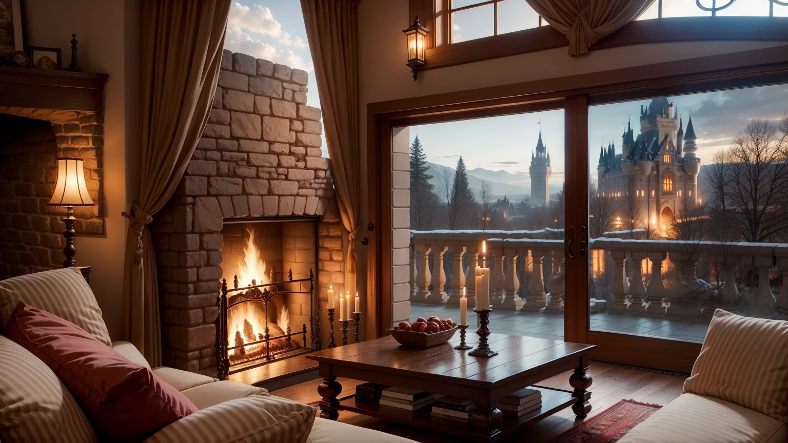 Fireplace Ambience,Overlooking the castle
