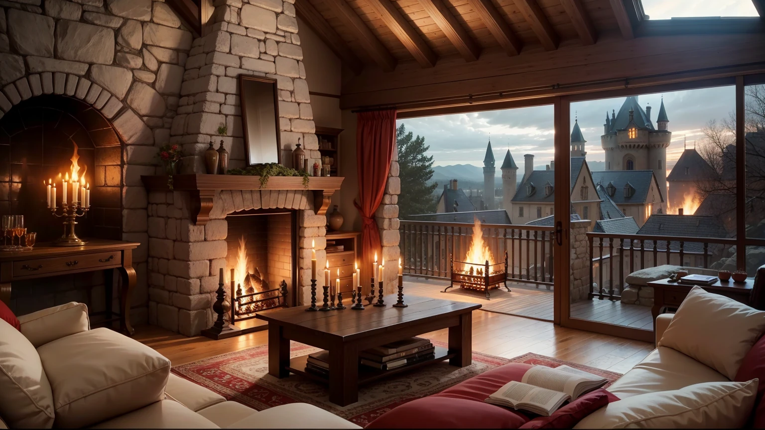 Fireplace Ambience，Overlooking the castle