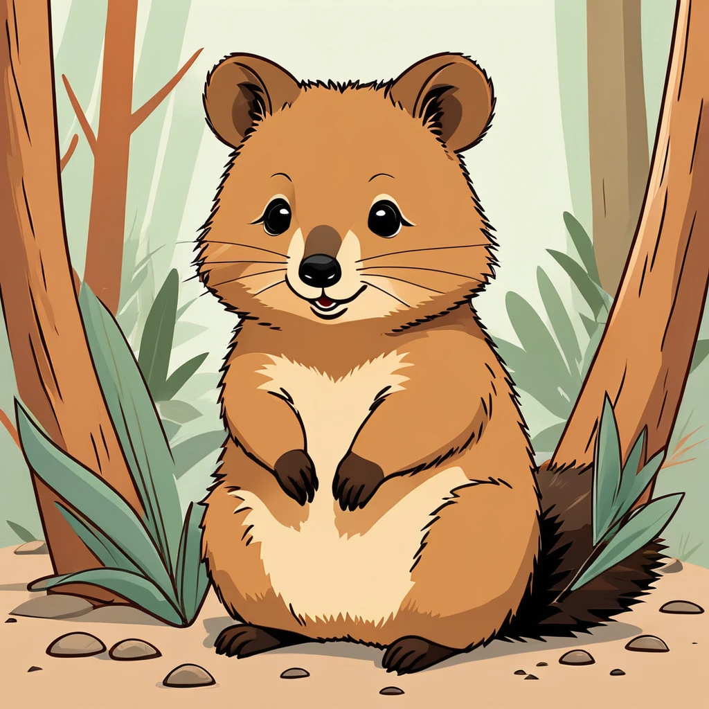 cute quokka, illustration, vector graphics, strong contours