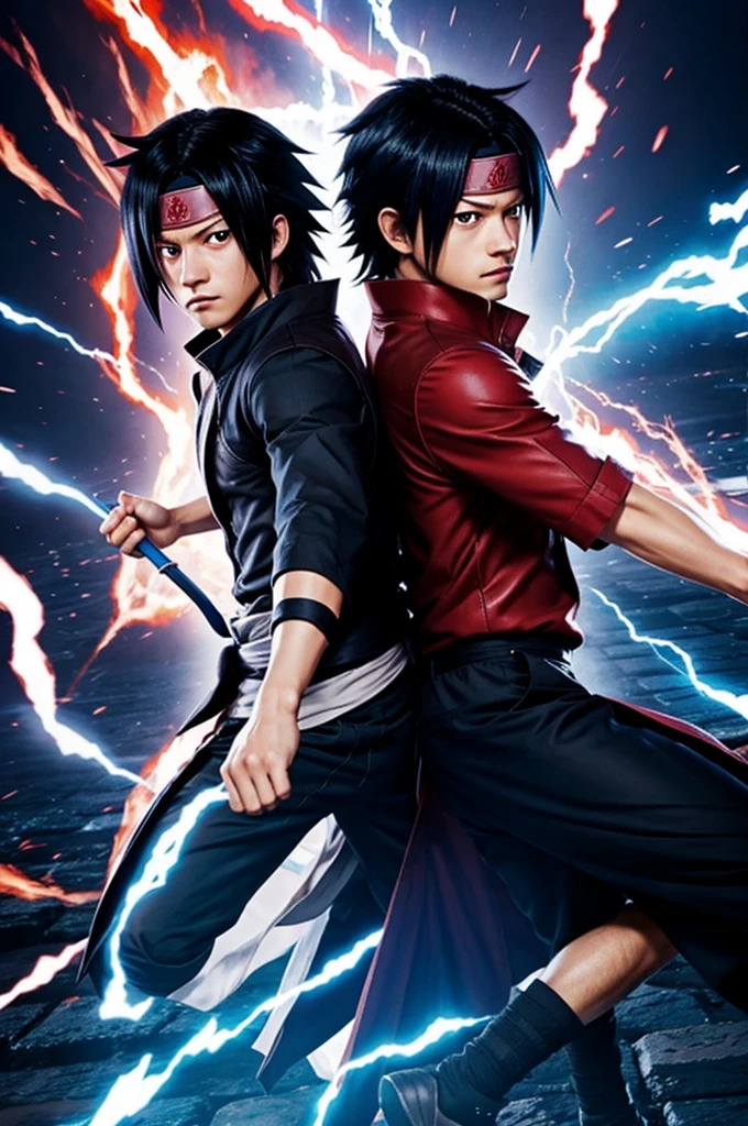Sasuke Uchiha fighting Todoroki Shoto