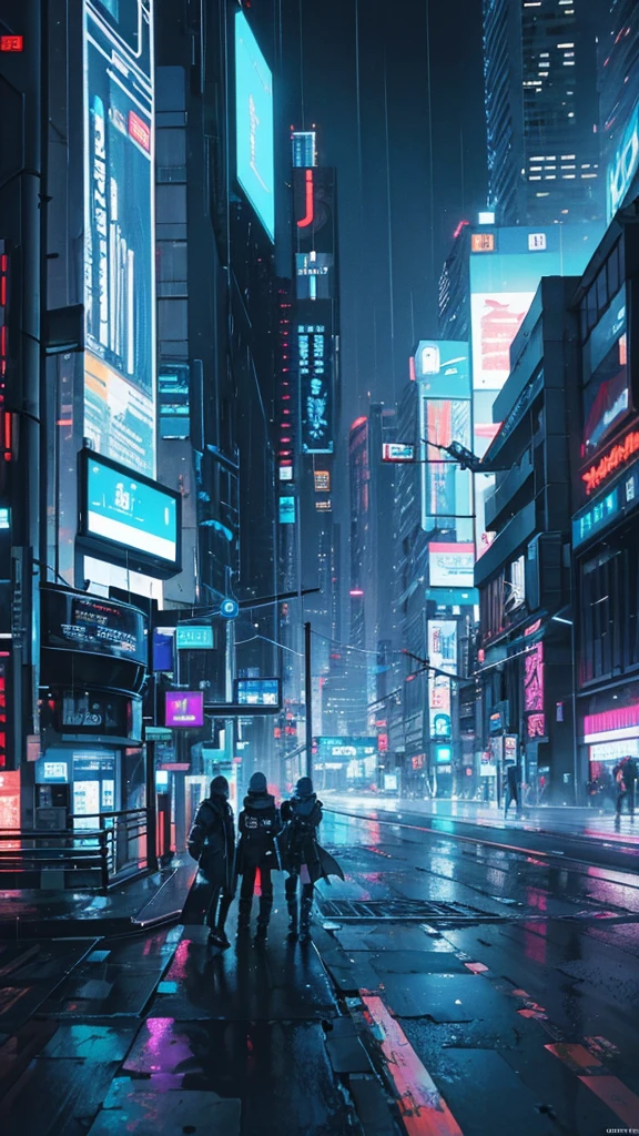 In a cyberpunk setting, a detailed HD 4K wallpaper featuring a rain of money and cryptocurrencies in electric blue."