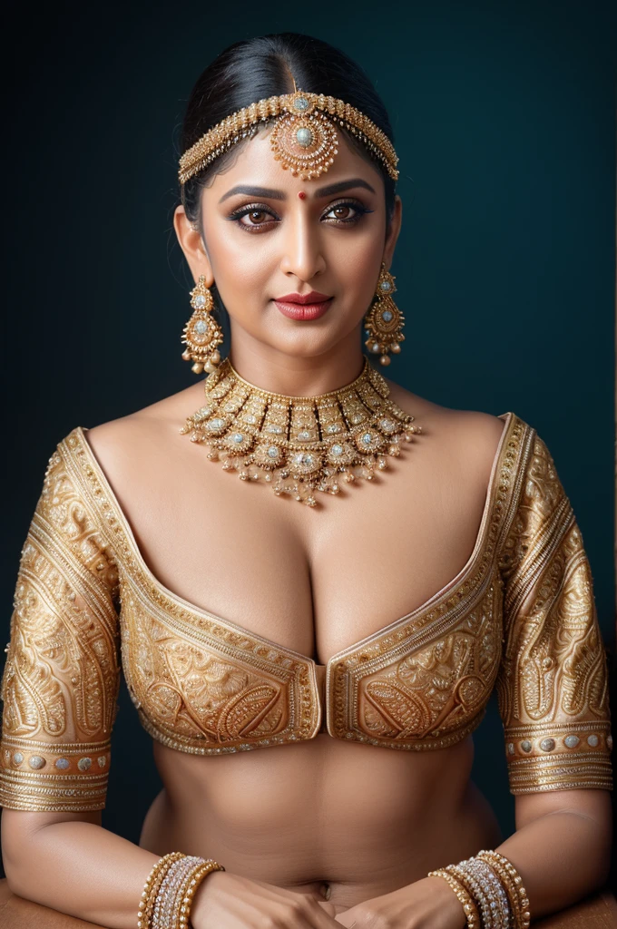 50yo mature MILF Anushka Shetty,((best quality)), ((masterpiece)), ((realistic)), eye kajal, mascara, red lips, sensual Beauty, provoking body, extreme sweat, sweat soaked skin, slight stretch marks, alluring figure, bulging figure, thick charming lady, curvy, thick navel, full figured woman, eye kajal, massive breast, full body, styled hair, pierced eyes, female face,royal aura, trend on artstation , sharp focus, studio photo, intricate detail, very detailed, detailed eye, illustration, very detailed, sharp focus, digital render, professional, 4k