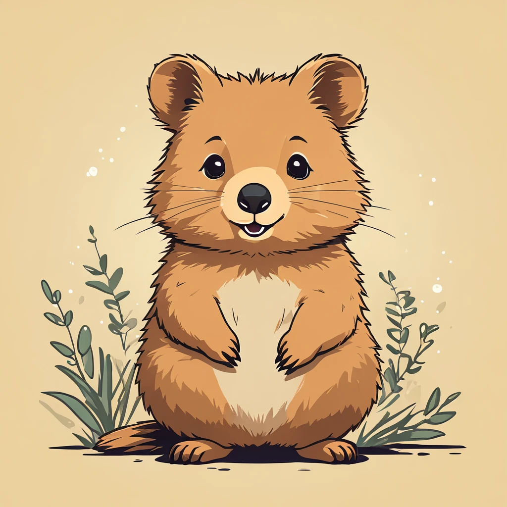 cute quokka, illustration, vector graphics, strong contours