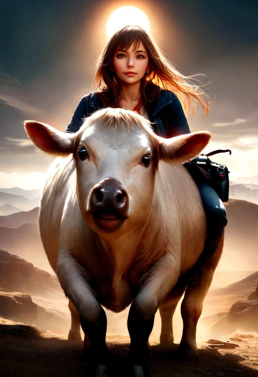 hyper realistic image, extremely detailed, professional photography, ultra realism,image of two children, landscape as a backdrop, sun rising, five year old boy and girl playing with livestock, Filmed cinematic in Canon 5D ultra realistic skin,,  (environment highly detailed:1.3), sharp focus, volumetric mist, 8k UHD, DSLR, high quality, grain of film, extremely high quality RAW photograph, detailed background, intricate, Phase One 36mm, 16 mil. ULTRA MEGA REALISTIC, real.
