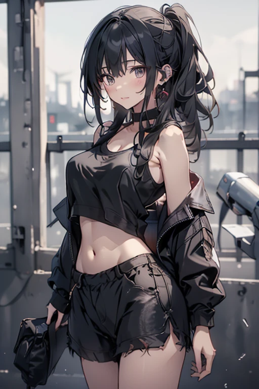 masterpiece、highest quality、Very detailed、An illustration、Beautiful fine details、One Girl、cute、Detailed landscape、Training Room Background:1.4、Platinum Blonde Hair、Braided Ponytail、Red camisole、((D cup breasts, Tank top showing underboob:1.3))