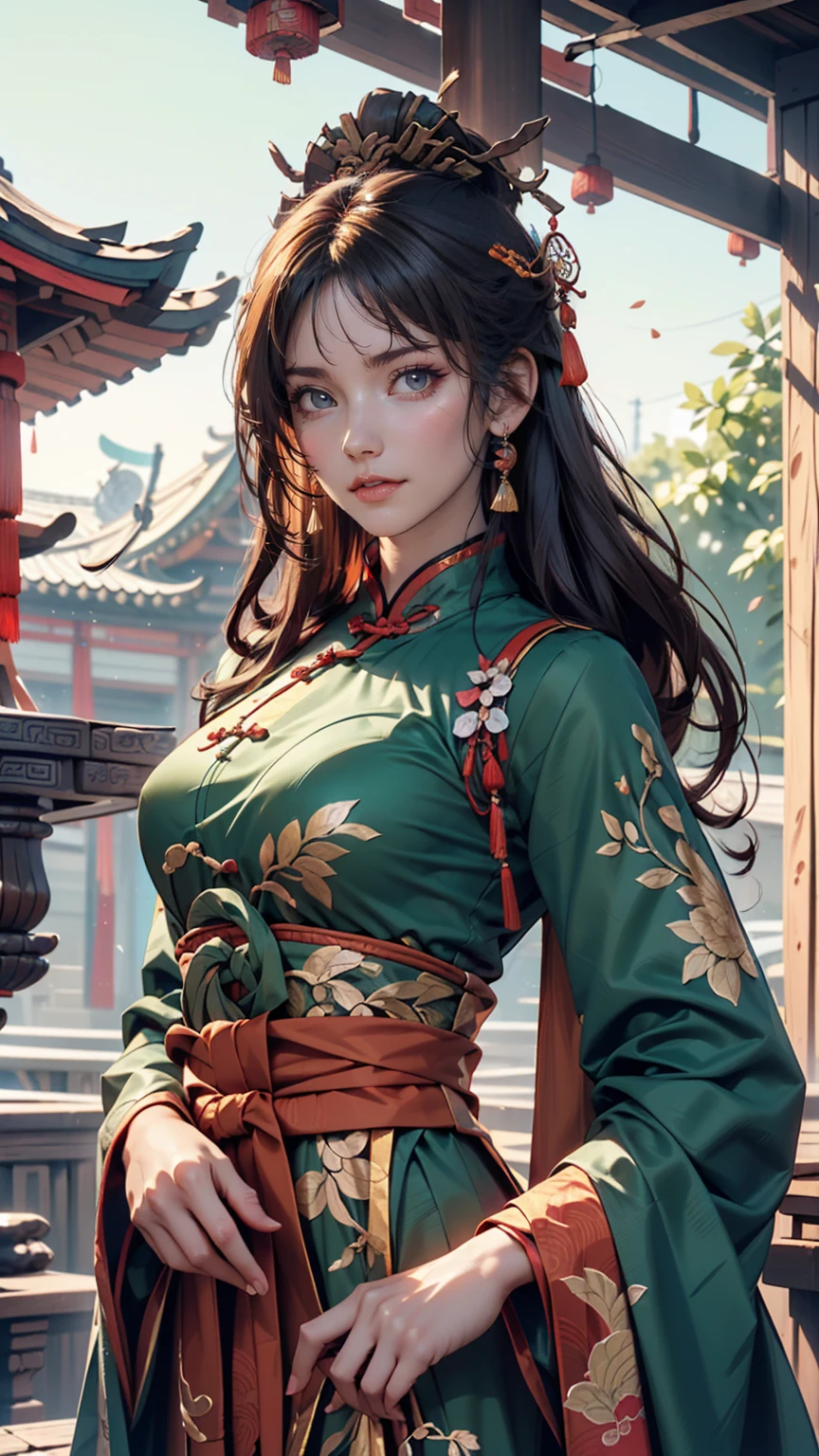 ((whole body)), samdoesarts style award winning whole body portrait of a beautiful woman, ((Perfect feminine face)),((Ancient Chinese Green Clothing)), ((Green Peking Opera Costume)), (Long sleeve) Gazebo, complicatedな, (Beautiful details in the eyes, Long eyebrows),((hairpin, Twisted Hair)),(sorrow), ((tears)), (sunlight), Shaded flat illustration, Digital Art, Trending on Art Station, Very detailed, The finer details, complicated, ArtJam、Rutkovsky、Art by Alphonse Mucha,