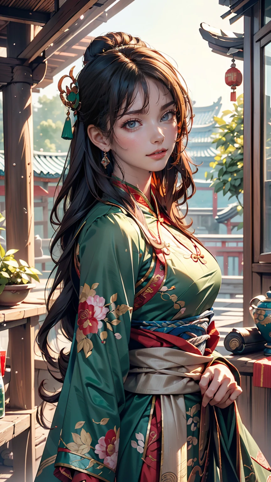 ((whole body)), samdoesarts style award winning whole body portrait of a beautiful woman, ((Perfect feminine face)),((Ancient Chinese Green Clothing)), ((Green Peking Opera Costume)), (Long sleeve) Gazebo, complicatedな, (Beautiful details in the eyes, Long eyebrows),((hairpin, Twisted Hair)),(sorrow), ((tears)), (sunlight), Shaded flat illustration, Digital Art, Trending on Art Station, Very detailed, The finer details, complicated, ArtJam、Rutkovsky、Art by Alphonse Mucha,