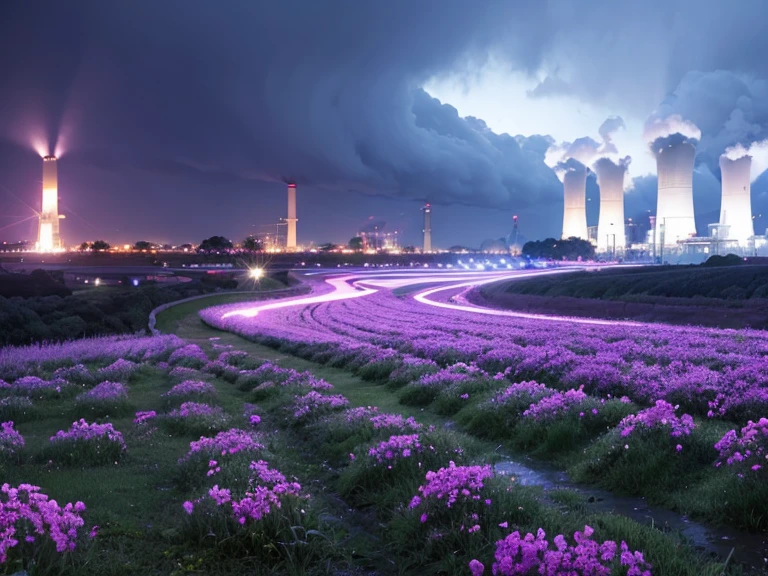 Different world、、rain、scenery、There are no people:1.3、Modern power plant、democracy、Purple light、Town、Pale white light、Black Haze、