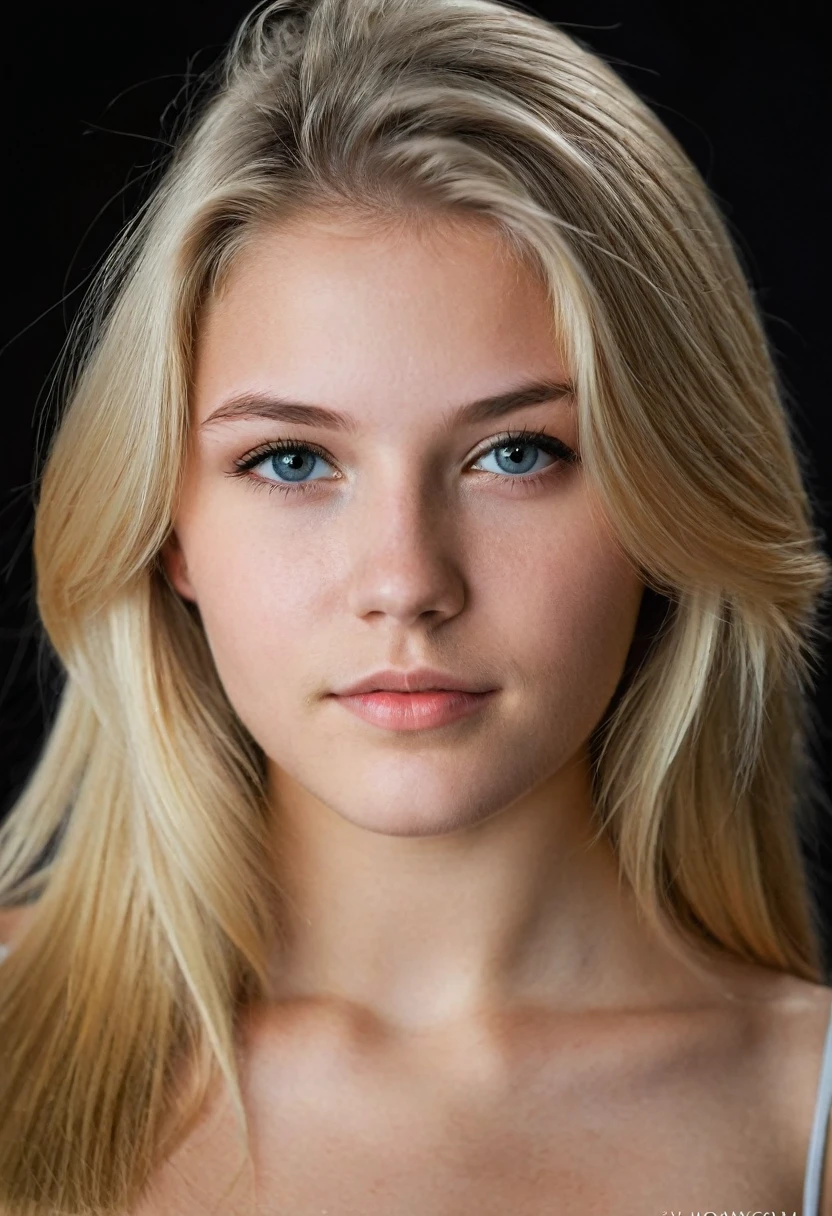 Create me a German girl, long blond hair, 18yo, Ava Young, (Amazing skin details: 1.4), (natural skin: 1.2), (pores: 0.6), (detailled eyes: 1.2), (fotografia), (filmic), (photorealestic), (Ultrarealistic), (perfect figure), (perfect anatomy) ,black backdrop, studio, bright border, dark atmosphere, (bokeh: 1.2), big , large neckline, hot look, whole body picture,