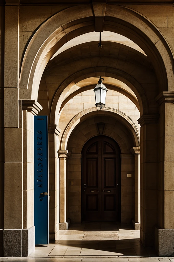 an arch with the door of a submarine and a book in the middle