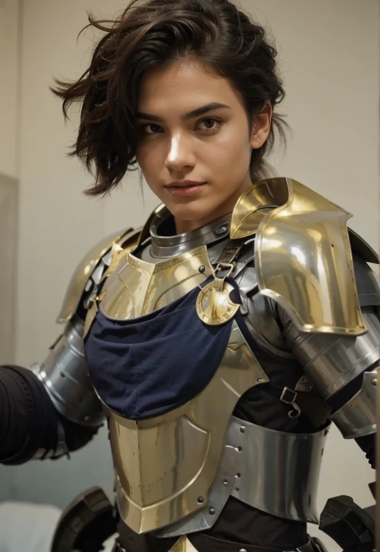 Knight in silver and gold armor