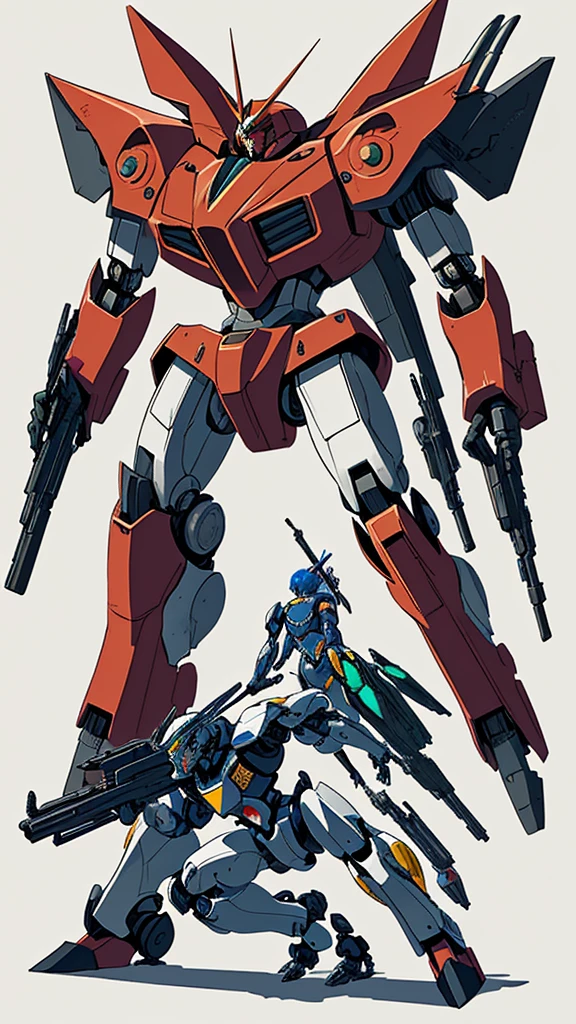 a drawing of a robot with a gun and a gun in his hand, nge, mecha suit, full body mecha suit, mecha armor, mecha plate armor, mobile suit, mecha human, mecha warrior, power armor, # mecha, anime mech armor, greek god in mecha style, white metal neocubism armor