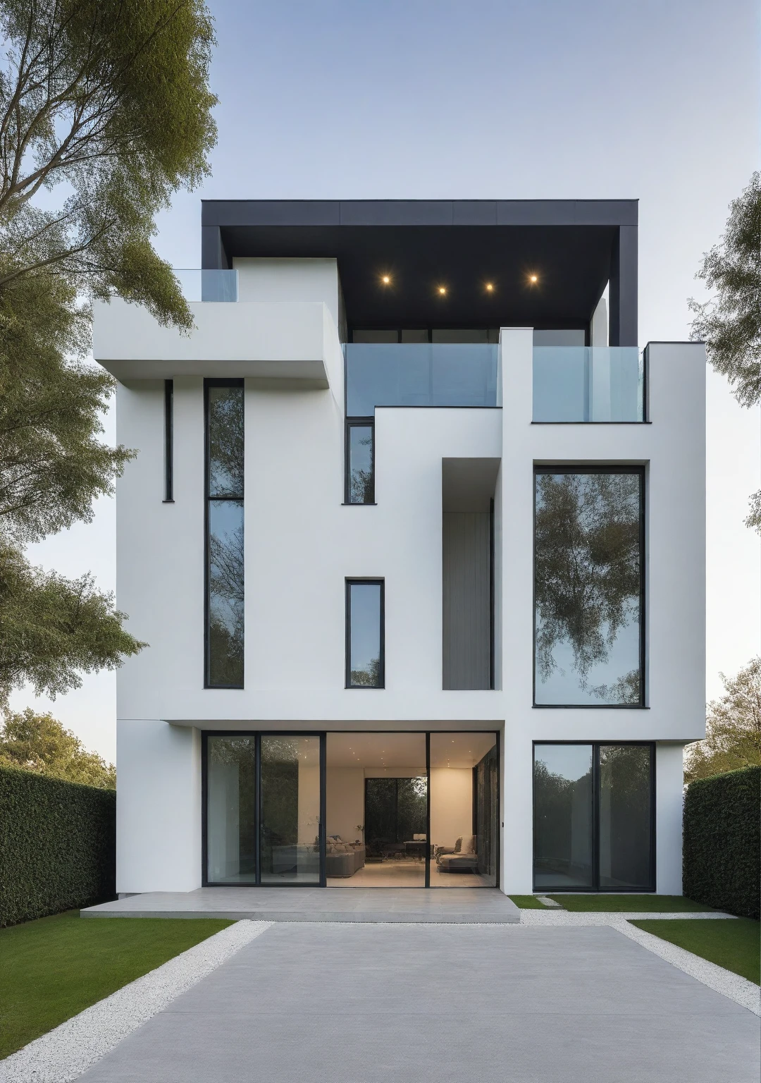 a photo of GDMEXTXL modern house exterior, photograph, photography, perfect, master quality, professional photoshoot, award winning photographer, calming symmetry, symmetrical