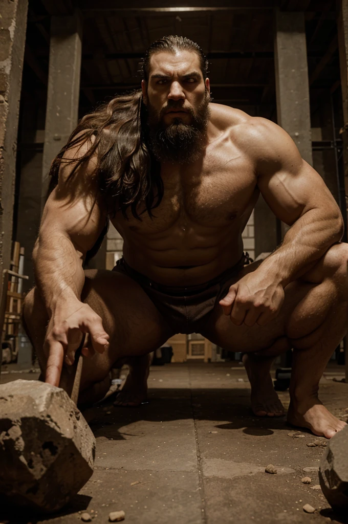 create an image of the giant Goliath from the Bible fighting David