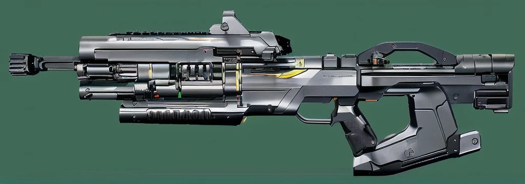 (masterpiece, top quality, best quality, official art, beautiful and aesthetic:1.2),(8k, best quality, no humans,( black background:1.3), gradient, gradient background, weapon, vehicle focus,black design, Science fiction, gun,bullpup design,