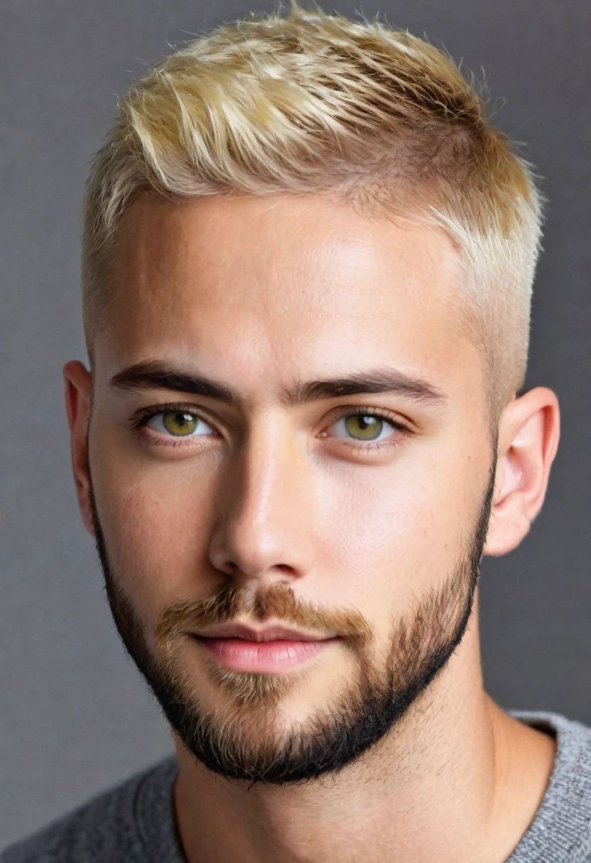 Handsome american,
blonde hair, short hair, hazel eyes, 30 years old, short beard, buzz cut