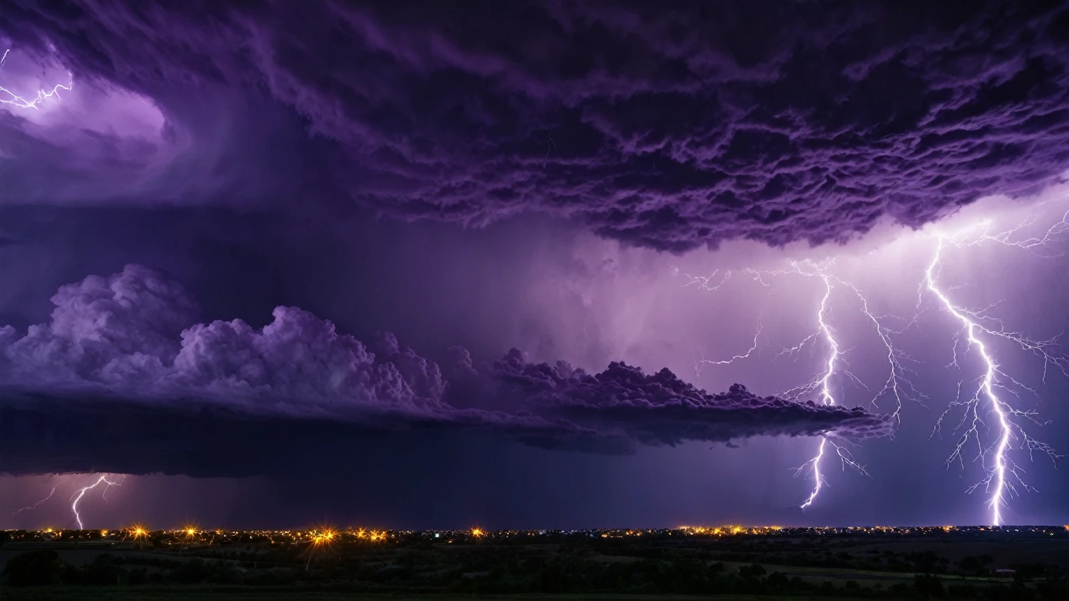 darkest atmosphere, dark purple & black storm clouds during the night, darkness, lightning, background