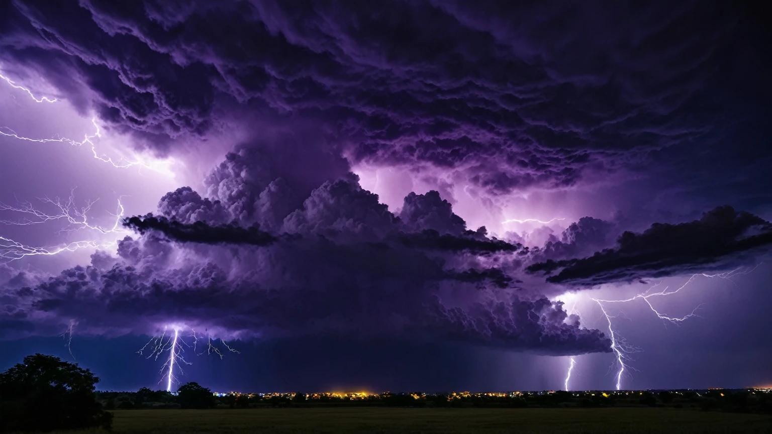 darkest atmosphere, dark purple & black storm clouds during the night, darkness, lightning, background