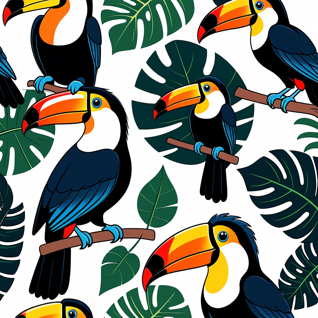 cute toucan, illustration, vector graphics, strong contours
