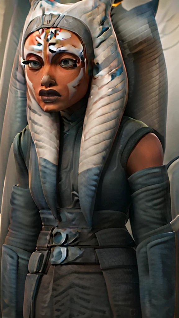 "((Ahsoka)) gracefully seated on a Sith throne, emanating a powerful aura."