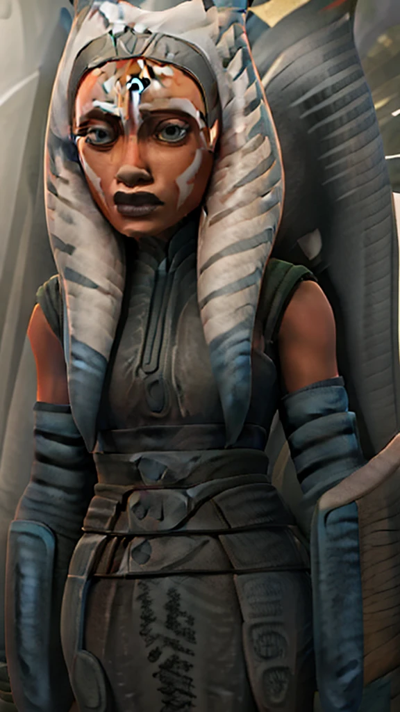 "((Ahsoka)) gracefully seated on a Sith throne, emanating a powerful aura."