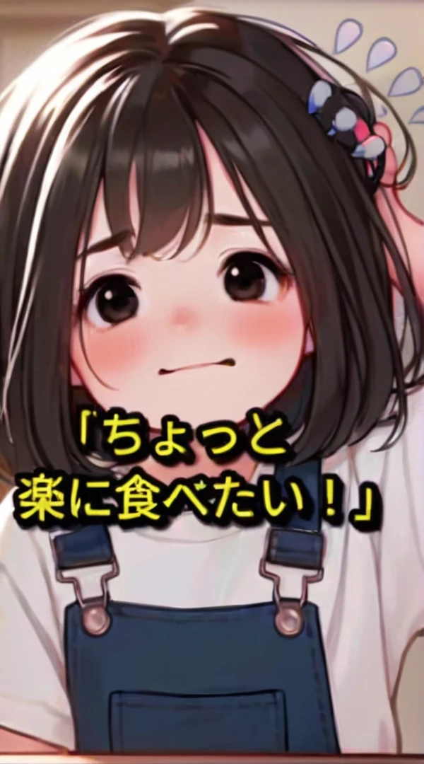 Cartoon girl in a white shirt and blue overalls looking at the camera, Beasts, 🚿🗝📝, 🍁 cute, animeオープニング, sakimichan, A, Ka, Sa, Ta, Na, Ha, On , cute anime face, anime, Ahegao, cute anime, Hololive